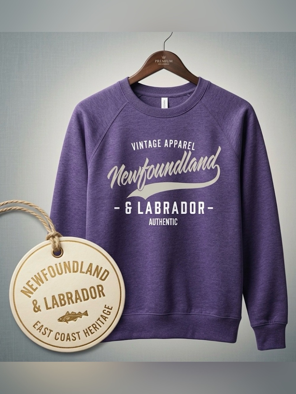 Vintage Apparel Newfoundland & Labrador Purple Crewneck Sweatshirt Size Small